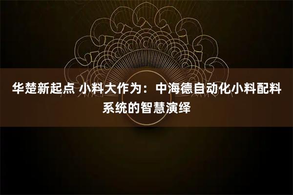 华楚新起点 小料大作为：中海德自动化小料配料系统的智慧演绎