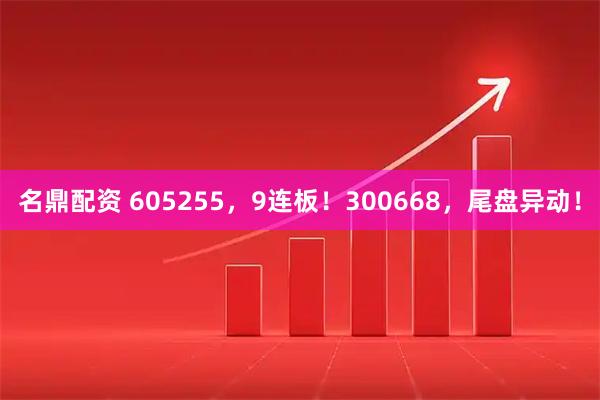 名鼎配资 605255，9连板！300668，尾盘异动！